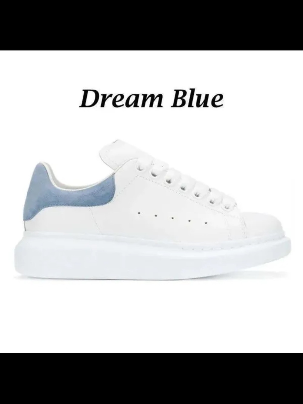White Leather Sneakers with Blue Heel Accent